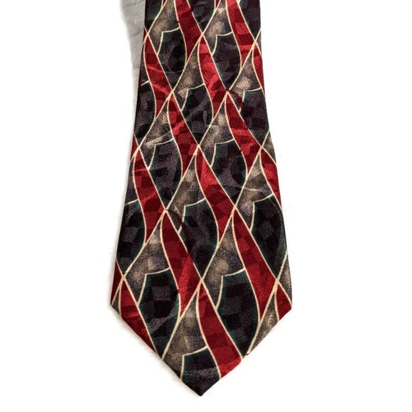 Vintage Men's 100% Silk Abstract Print Tie by Status - Picture 6 of 14